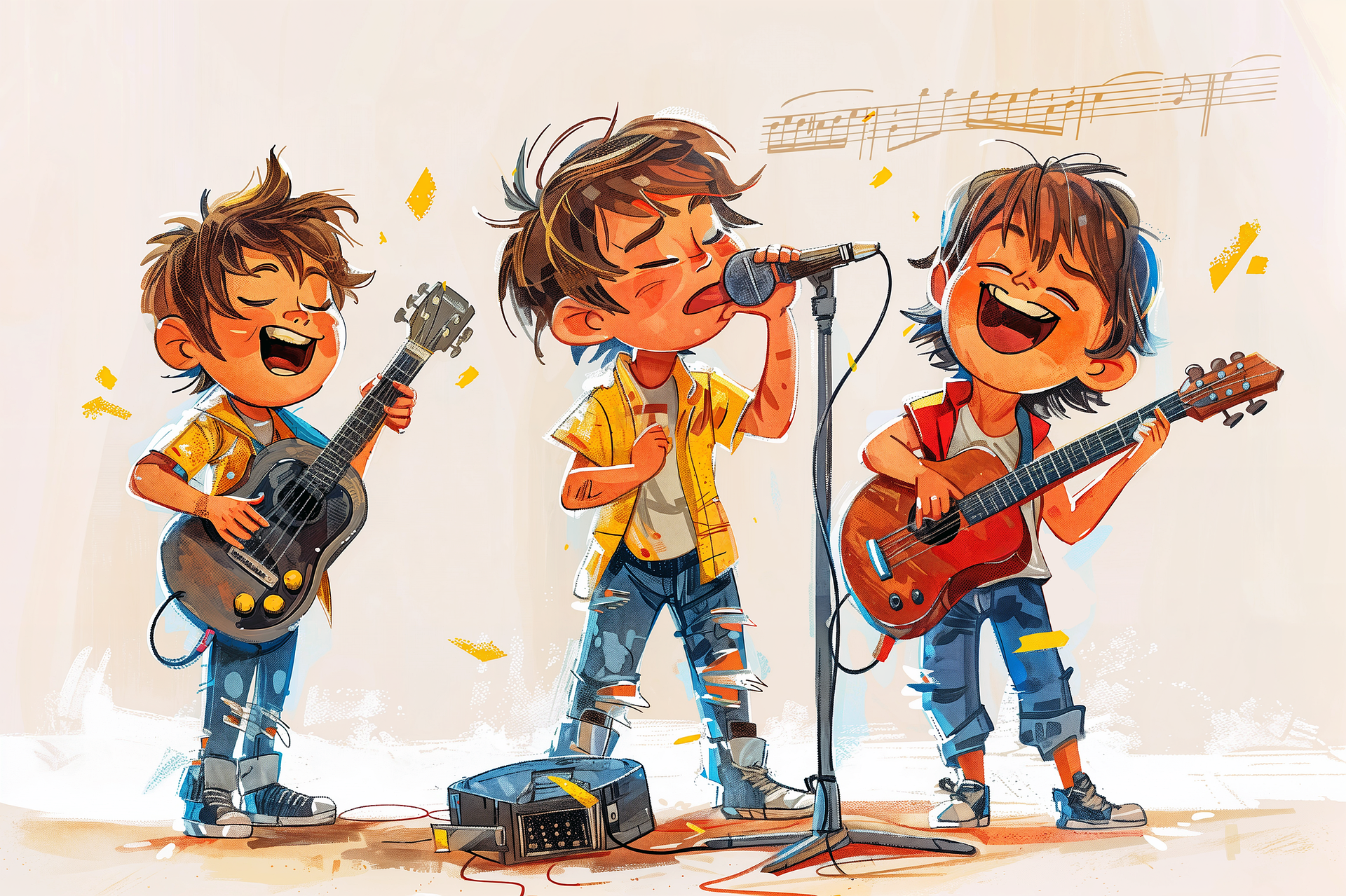 Grafisk bild på ett barn-rockband