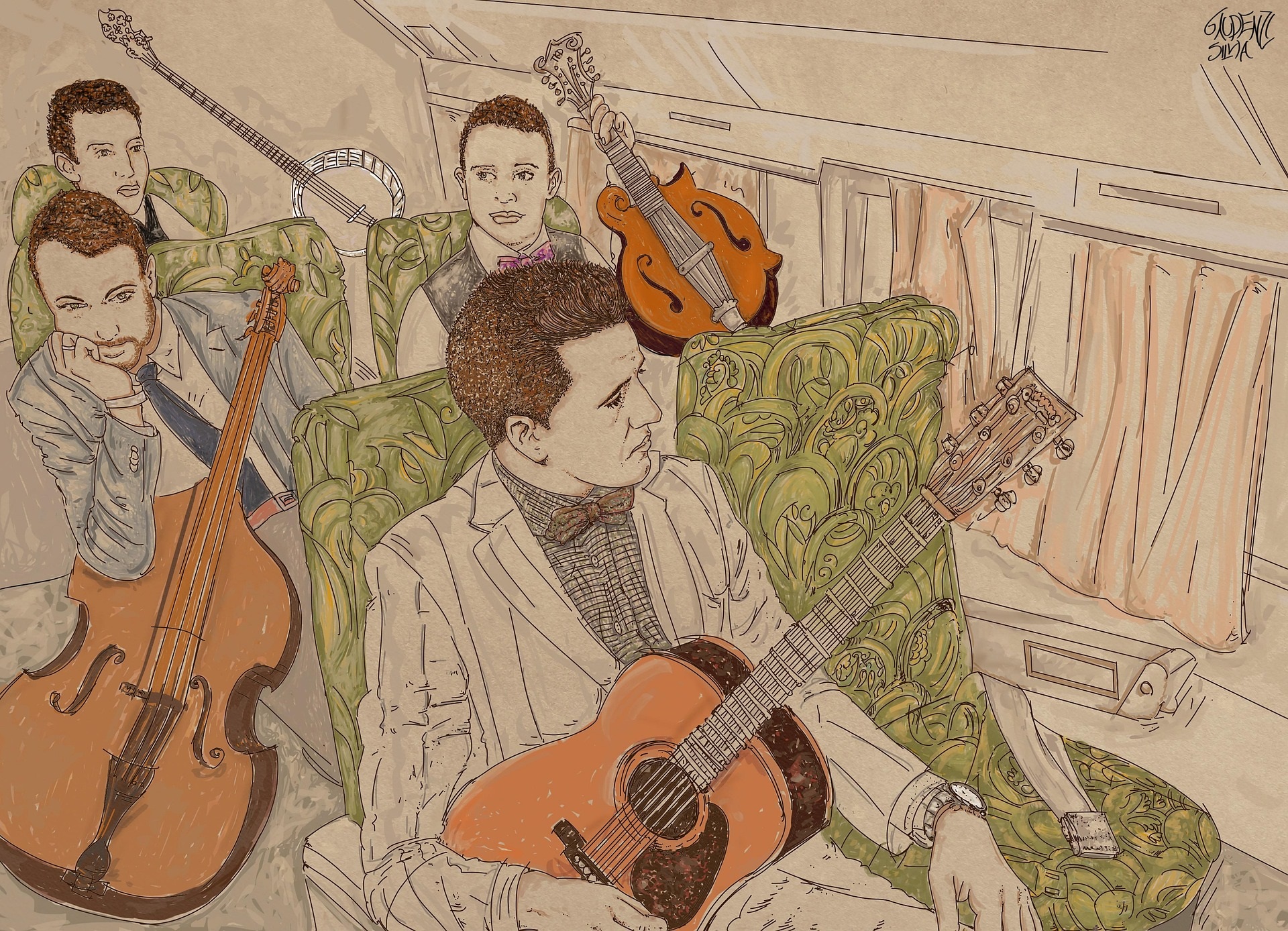 Grafisk bild på turnerande musiker