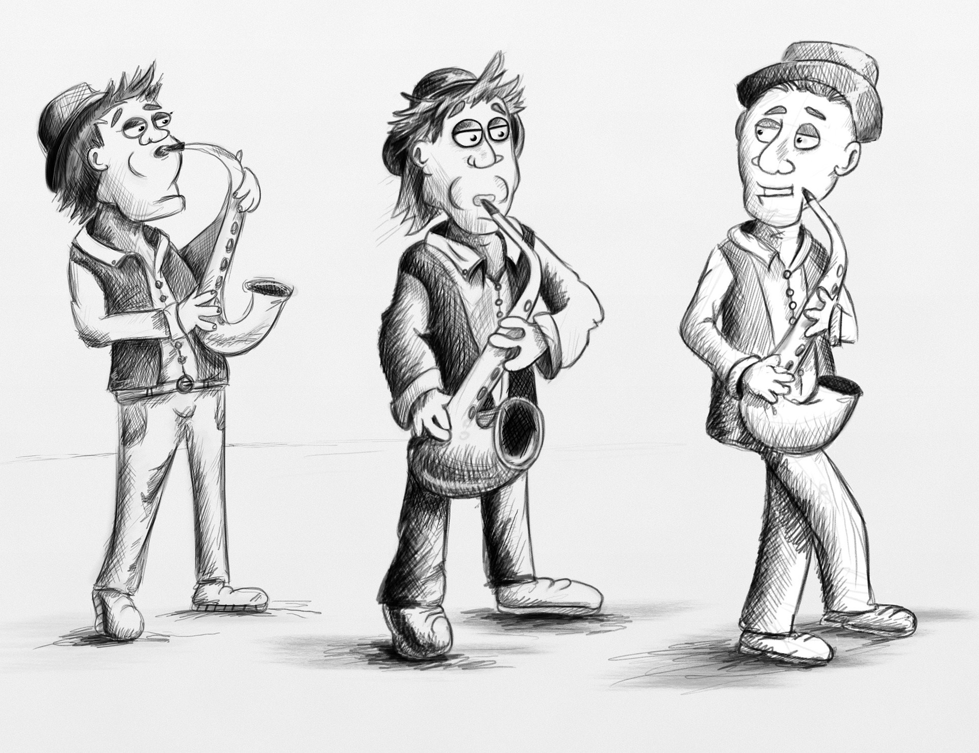 Grafisk bild på musiker med blåsinstrument